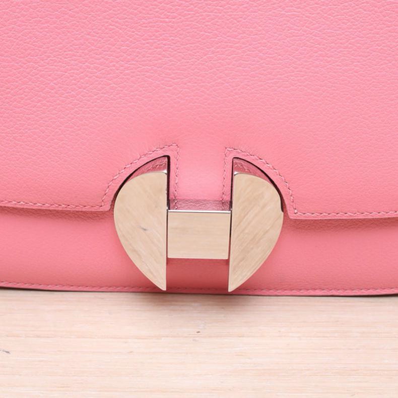 HERMES(愛馬仕) 2002 - 20肩背包 U5唇膏粉 EC皮 C刻 銀扣-5