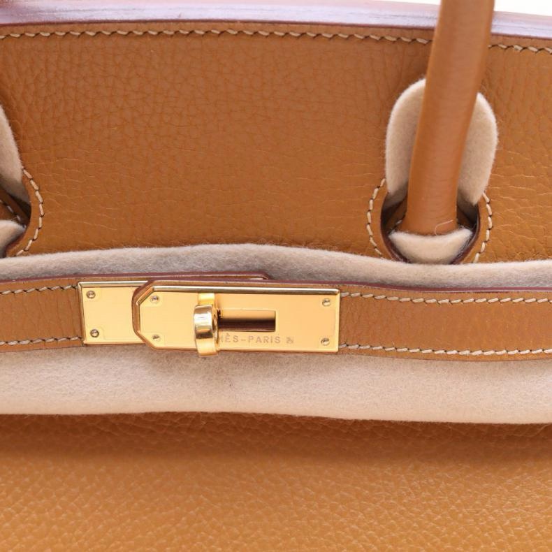 HERMES(愛馬仕) Birkin 35 21沙灘金 Buffalo 阿登皮 框C 金扣-5
