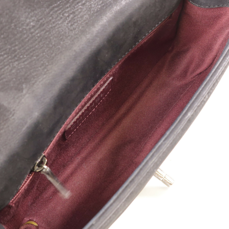 CHANEL 牛皮皮革Chain Shoulder銀扣鏈帶肩背袋-9