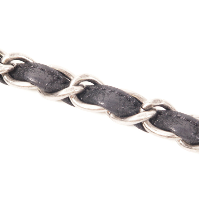 CHANEL 牛皮皮革Chain Shoulder銀扣鏈帶肩背袋-15