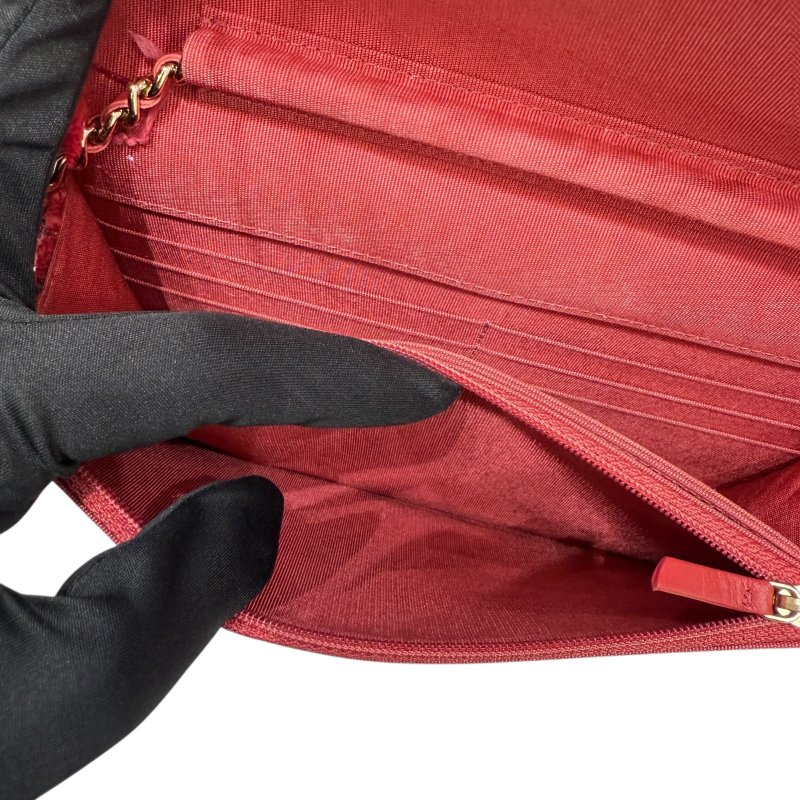 CHANEL 香奈兒 COCO WOC 粗花呢 毛呢 皮革 肩背包 紅色 混色-8