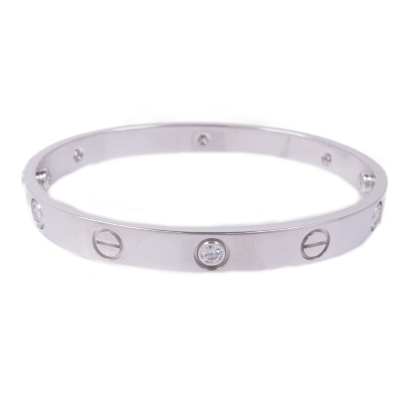 CARTIER 18K白金Love Bracelet 6P Diamond鑽石手鐲Cartier#16-0