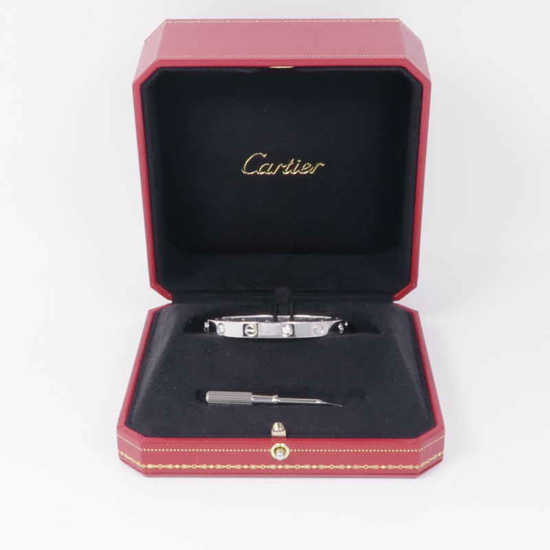 CARTIER 18K白金Love Bracelet 6P Diamond鑽石手鐲Cartier#16-6