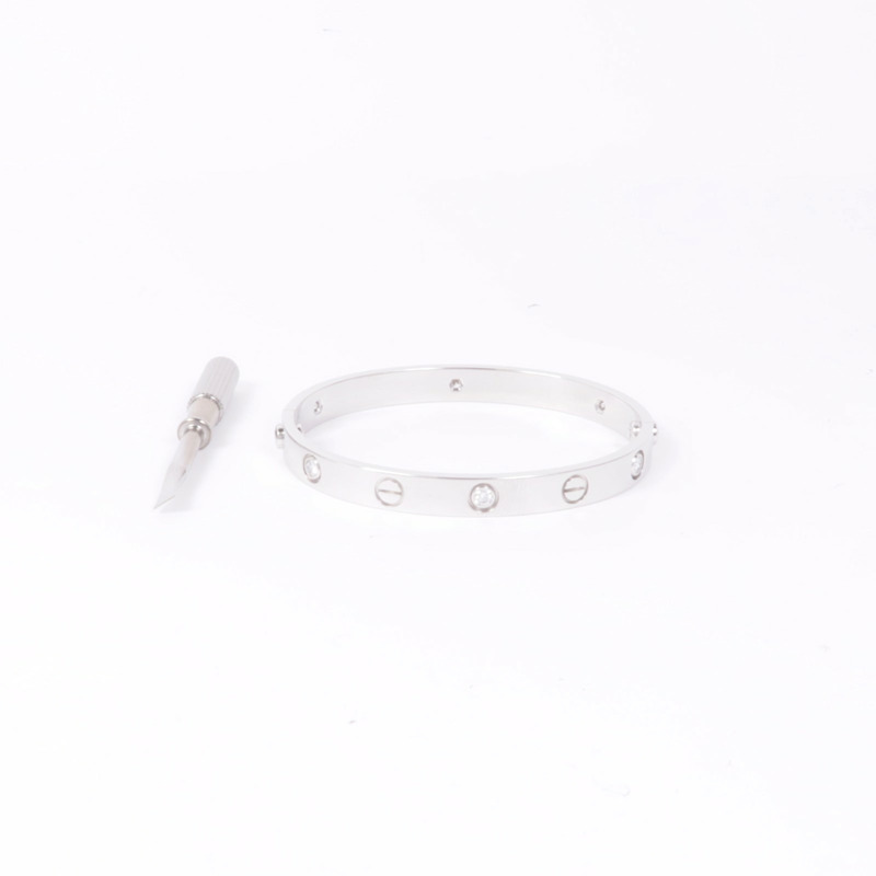 CARTIER 18K白金Love Bracelet 6P Diamond鑽石手鐲Cartier#16-7