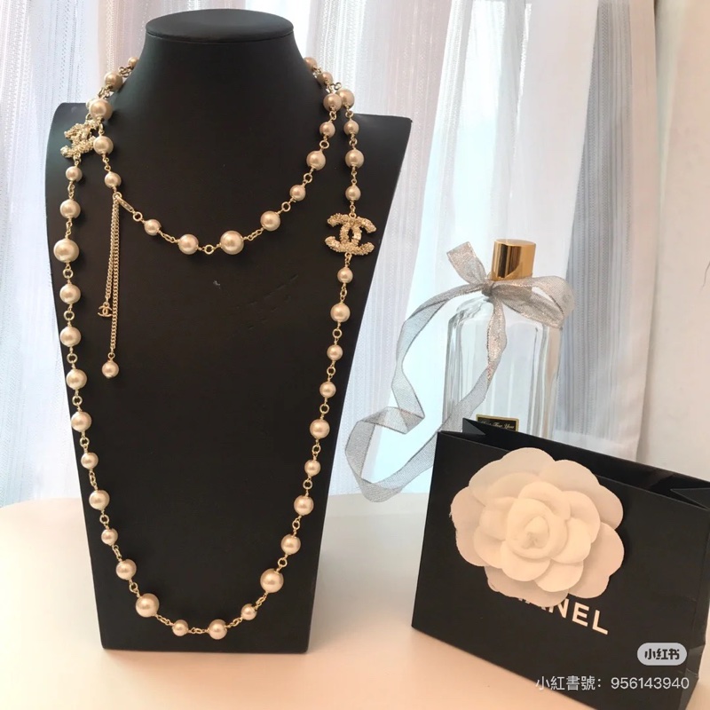全新🈶️購證❤️ 香奈兒 #珍珠 #毛衣鏈 #包鏈 #項鍊-0