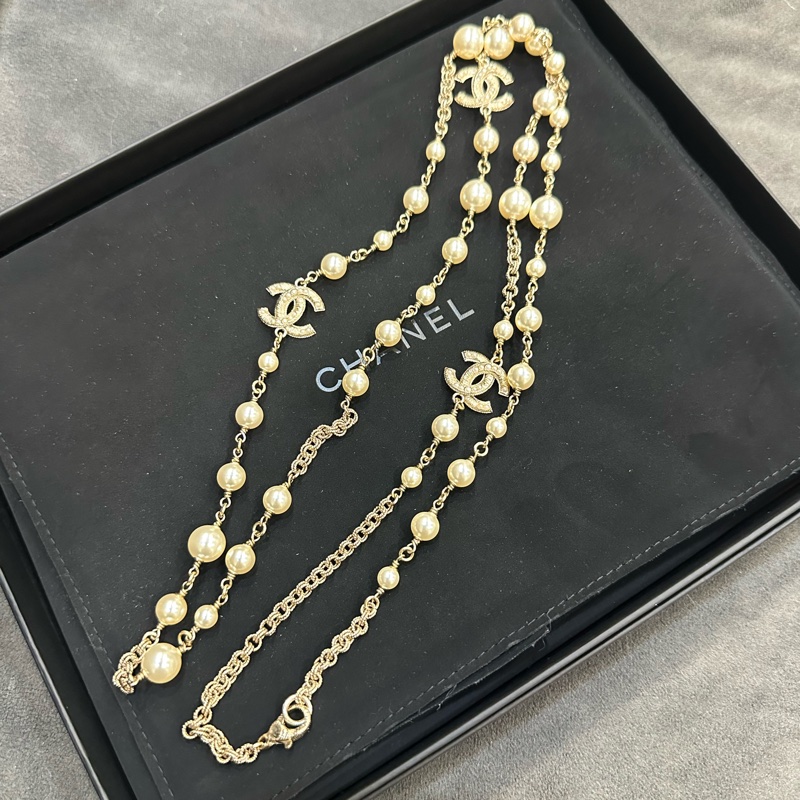 全新🈶️購證❤️ 香奈兒 #珍珠 #毛衣鏈 #包鏈 #項鍊-6