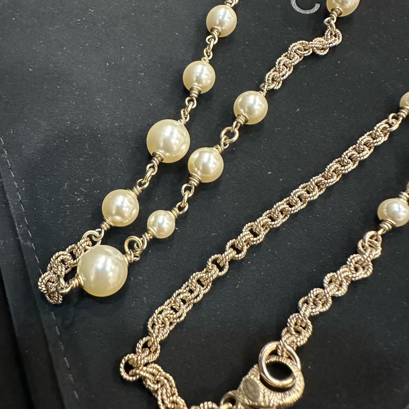 全新🈶️購證❤️ 香奈兒 #珍珠 #毛衣鏈 #包鏈 #項鍊-9