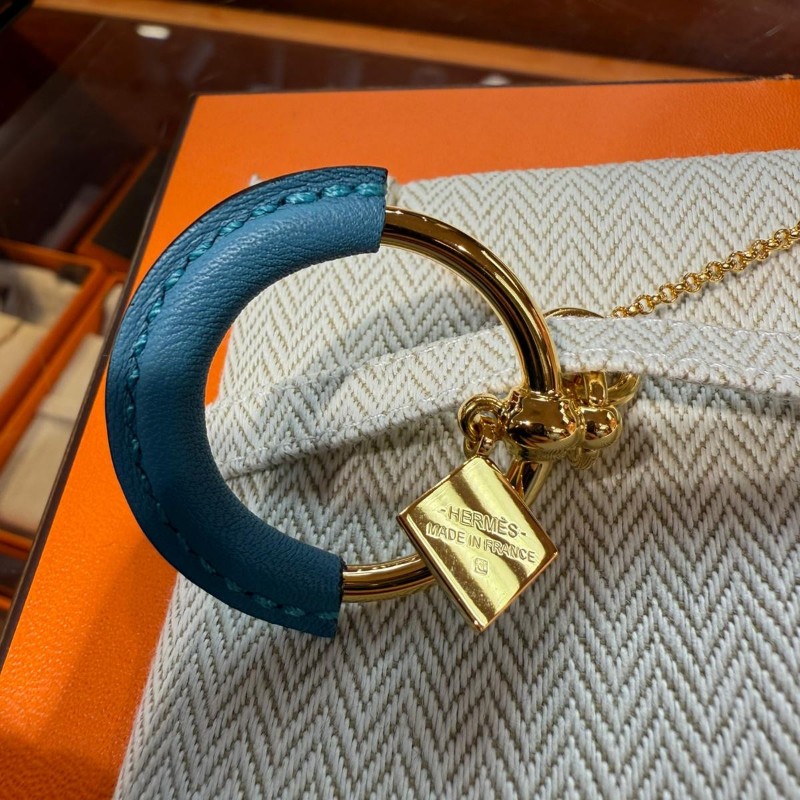 ✨持有香港正品正貨標籤(只做全新)✨ Hermes Loop Medor Pendant 藍色金頸鏈-2