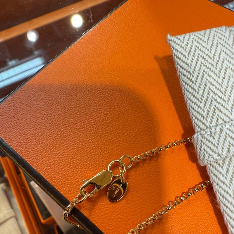 ✨持有香港正品正貨標籤(只做全新)✨ Hermes Loop Medor Pendant 藍色金頸鏈-4