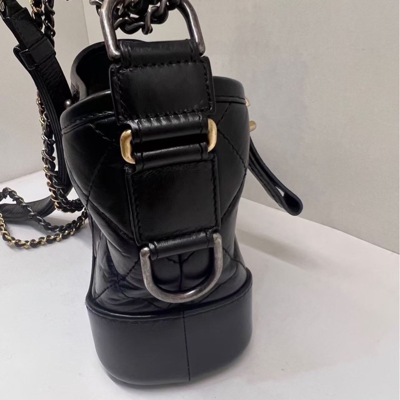 全配❤️ 香奈兒 黑金 流浪包 小號 gabrielle-32