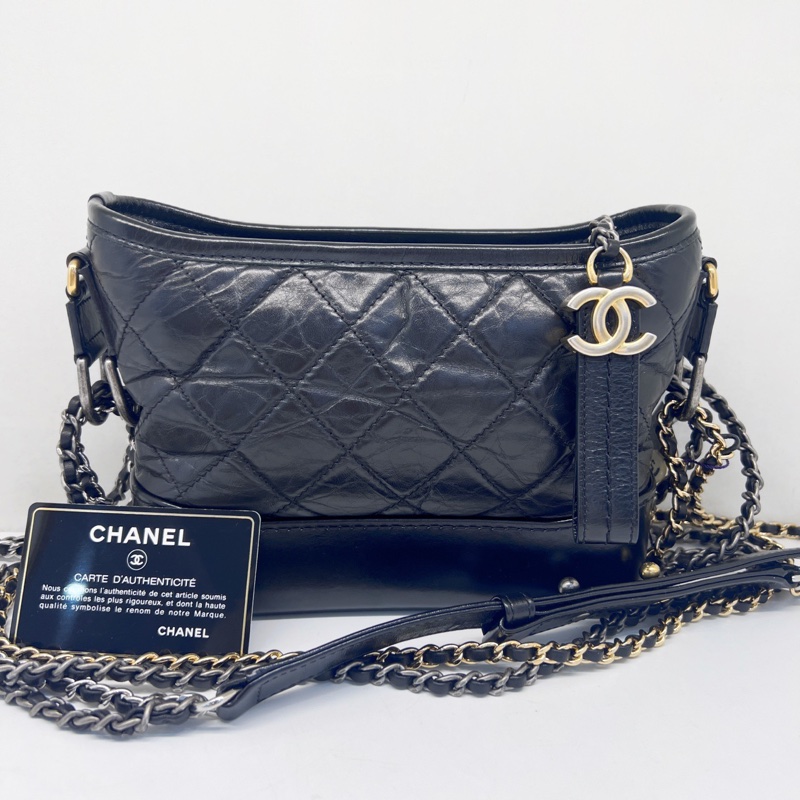 全配❤️ 香奈兒 黑金 流浪包 小號 gabrielle-33