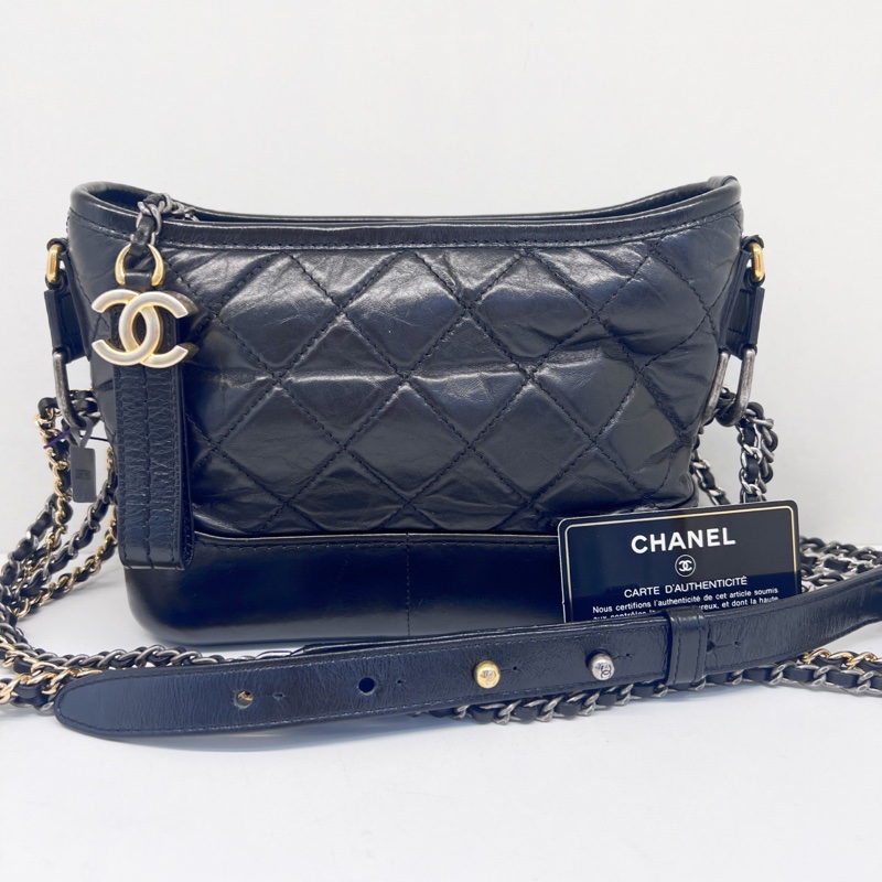 全配❤️ 香奈兒 黑金 流浪包 小號 gabrielle-34