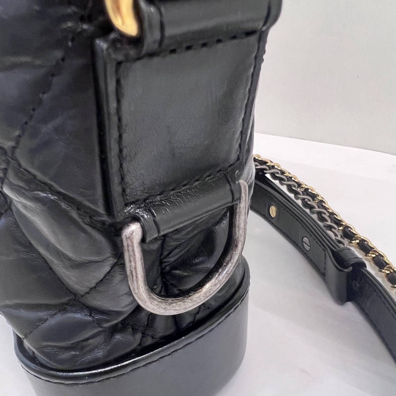 全配❤️ 香奈兒 黑金 流浪包 小號 gabrielle-39