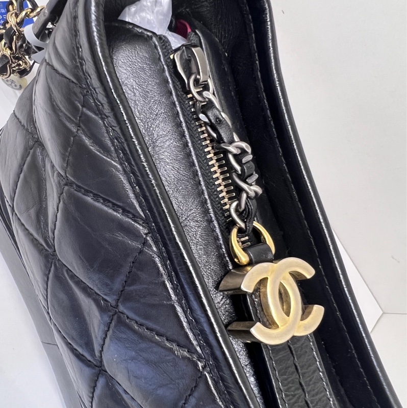 全配❤️ 香奈兒 黑金 流浪包 小號 gabrielle-40