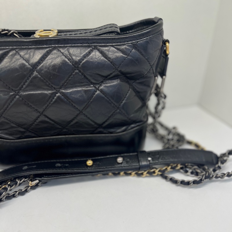 全配❤️ 香奈兒 黑金 流浪包 小號 gabrielle-42