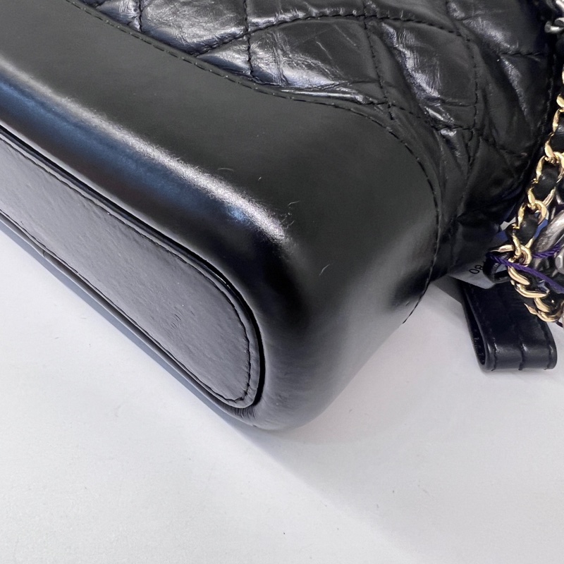 全配❤️ 香奈兒 黑金 流浪包 小號 gabrielle-50