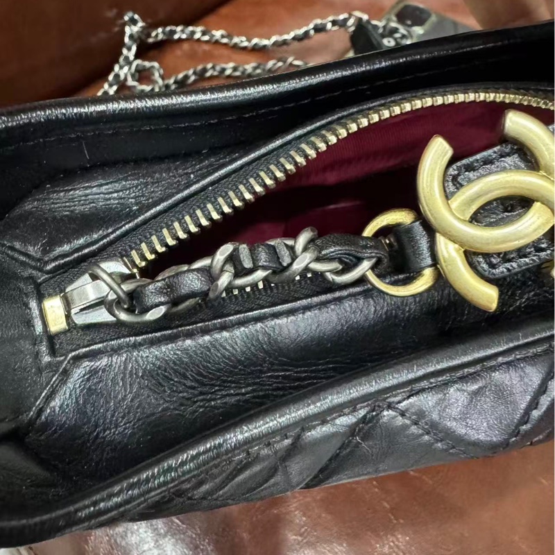 全配❤️ 香奈兒 黑金 流浪包 小號 gabrielle-59