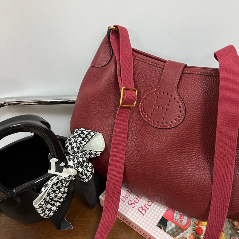 Hermes Vintage 中古 愛馬仕 斜背包 Rough H 愛馬仕紅色-2