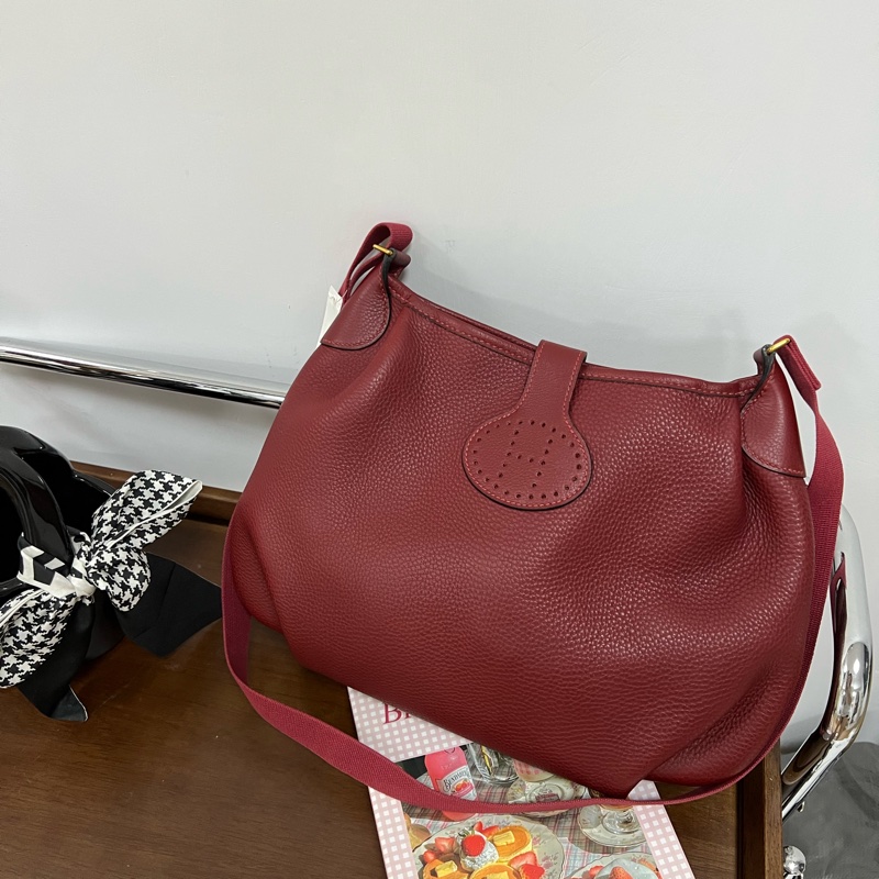 Hermes Vintage 中古 愛馬仕 斜背包 Rough H 愛馬仕紅色-3