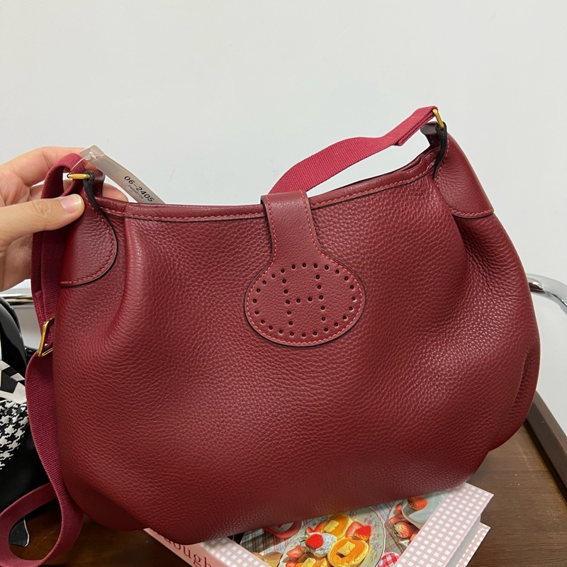Hermes Vintage 中古 愛馬仕 斜背包 Rough H 愛馬仕紅色-5