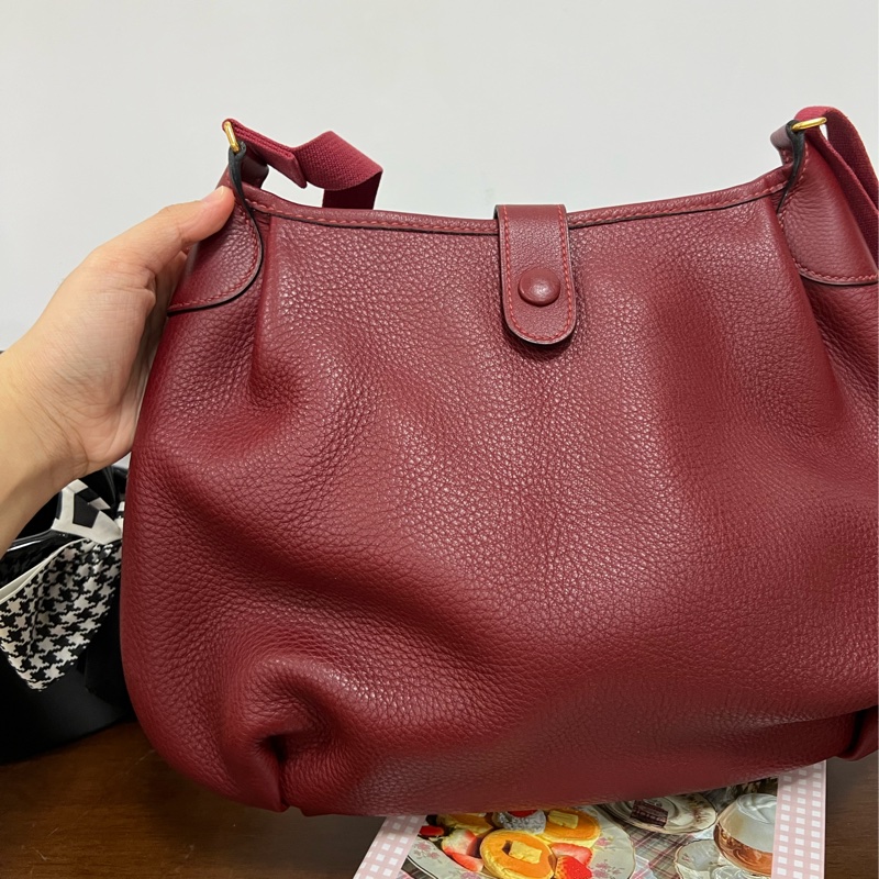 Hermes Vintage 中古 愛馬仕 斜背包 Rough H 愛馬仕紅色-9
