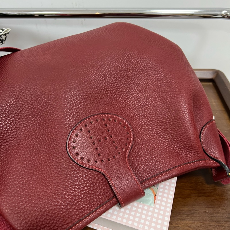 Hermes Vintage 中古 愛馬仕 斜背包 Rough H 愛馬仕紅色-12