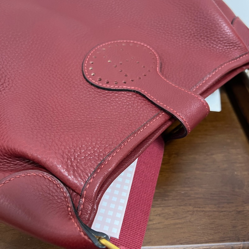 Hermes Vintage 中古 愛馬仕 斜背包 Rough H 愛馬仕紅色-14