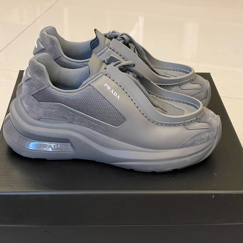 Prada 皮革 休閒鞋 運動鞋 男鞋 手工義大利製 近全新秀款-4