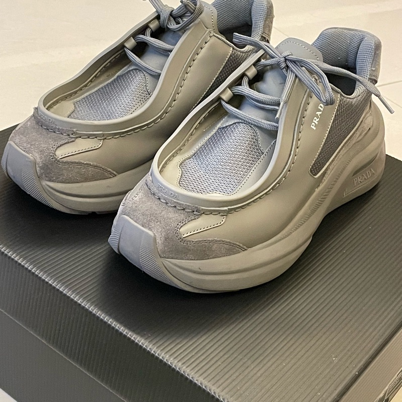 Prada 皮革 休閒鞋 運動鞋 男鞋 手工義大利製 近全新秀款-5