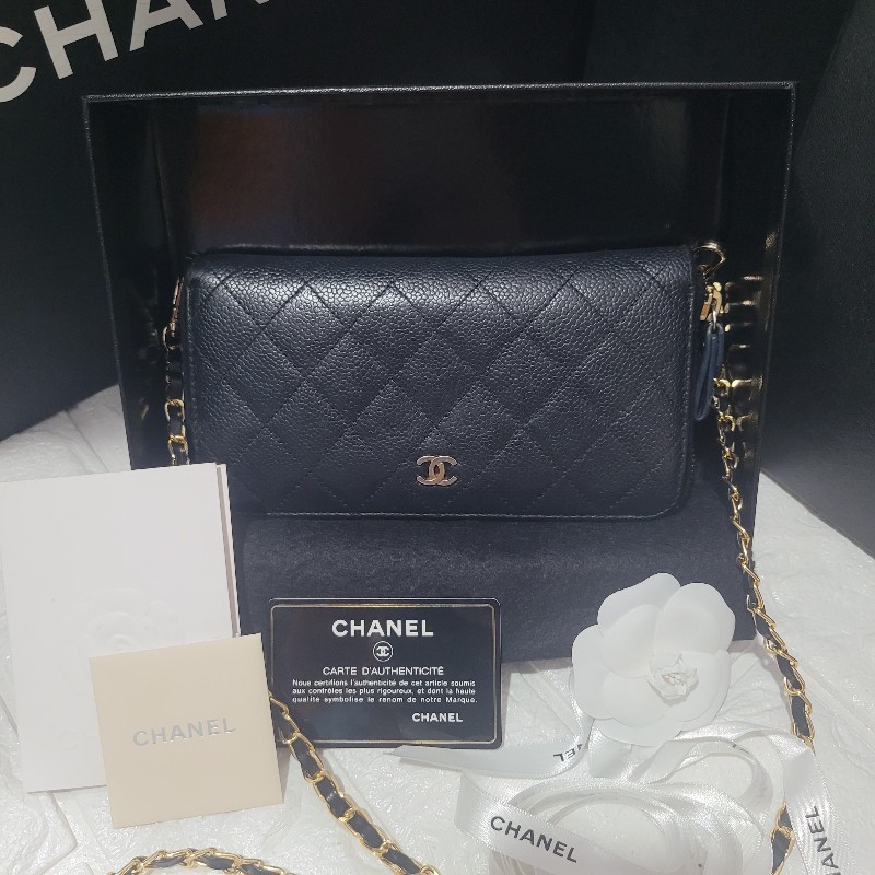 💜 Chanel香奈兒
荔枝皮拉鍊長夾(已改造可斜背)-6