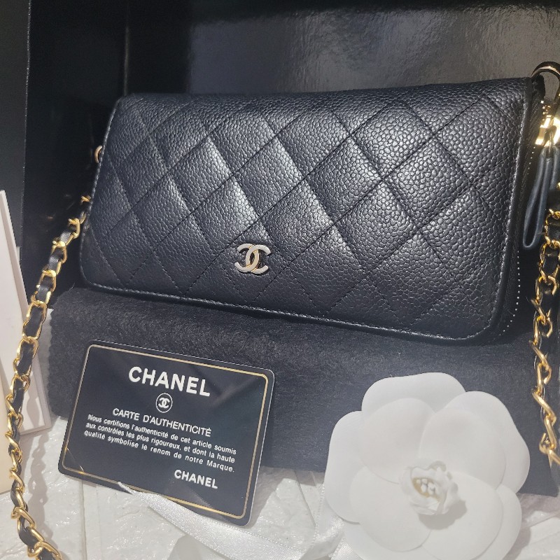 💜 Chanel香奈兒
荔枝皮拉鍊長夾(已改造可斜背)-8
