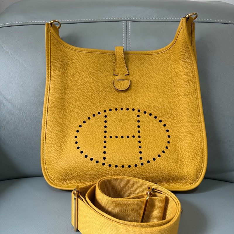 🐎Hermes 🐎 Hermes 愛馬仕 Evelvne29發財黃色TC皮銀扣D刻 成色非常好-9