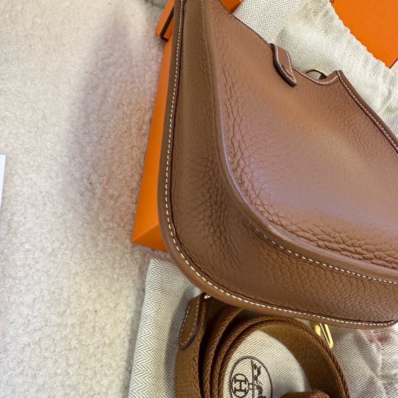 Hermes 愛馬仕 Evelyne 伊芙琳 Mini B刻金棕色單肩斜挎包-1