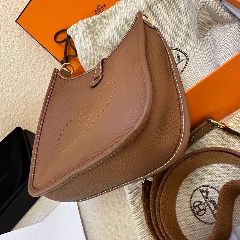 Hermes 愛馬仕 Evelyne 伊芙琳 Mini B刻金棕色單肩斜挎包-4