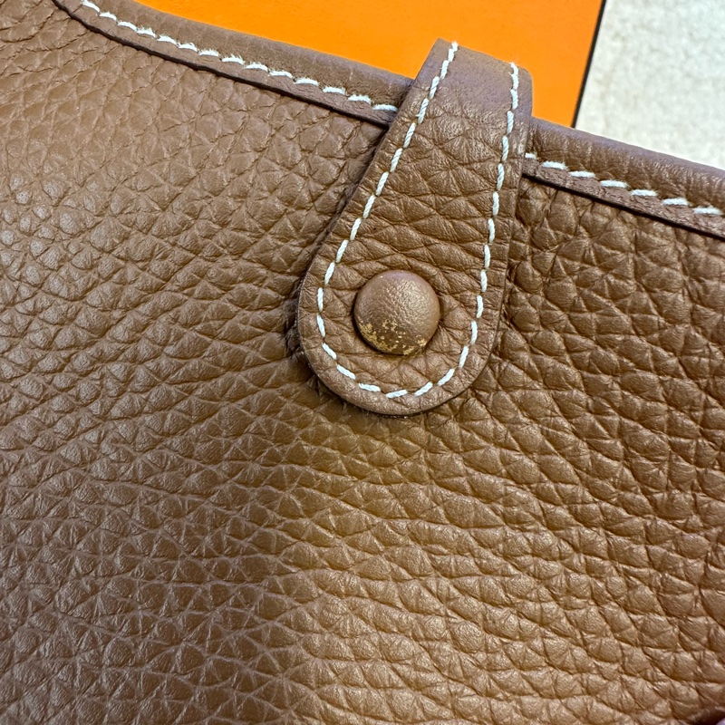 Hermes 愛馬仕 Evelyne 伊芙琳 Mini B刻金棕色單肩斜挎包-11