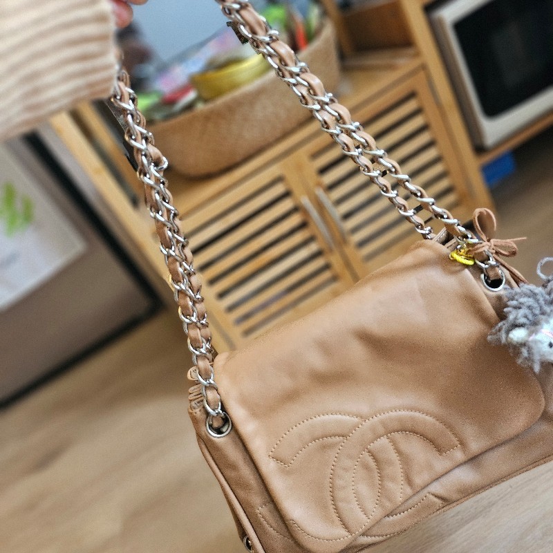💯Chanel 奶茶咖 四季🧡好搭配 少見款 包況 非常新💛-0