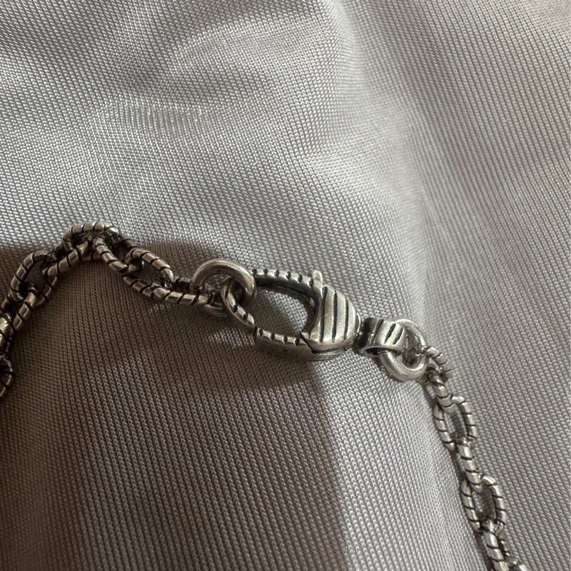GUCCI 古馳 復古925純銀雕花 Interlocking G 雙G墜飾項鍊(男款)-0