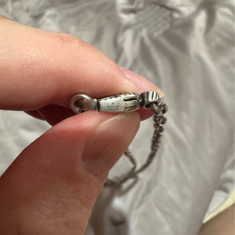 GUCCI 古馳 復古925純銀雕花 Interlocking G 雙G墜飾項鍊(男款)-11