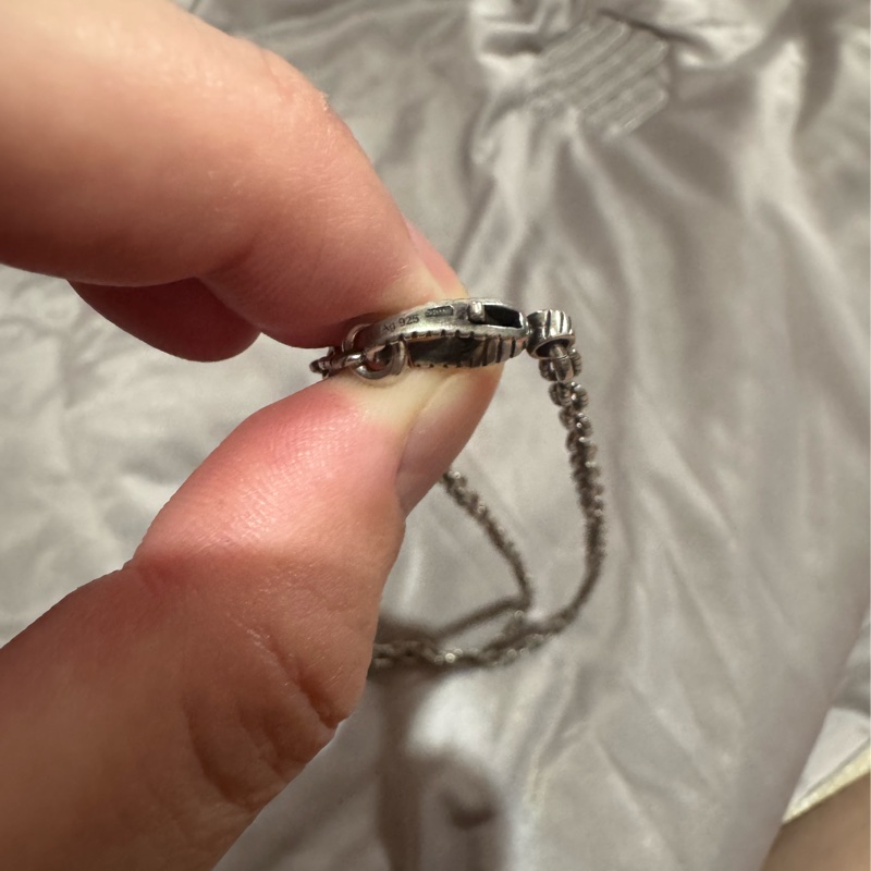 GUCCI 古馳 復古925純銀雕花 Interlocking G 雙G墜飾項鍊(男款)-12