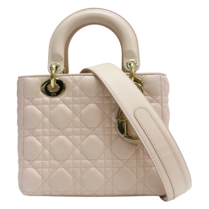 粉色 籐格紋 羊皮 Lady Dior Small 兩用包 M0538ONGE-M413-0