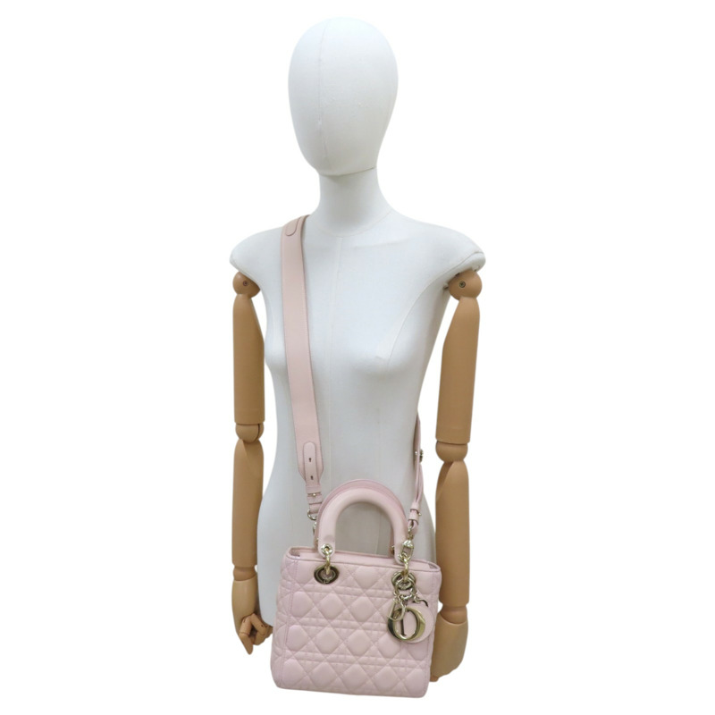 粉色 籐格紋 羊皮 Lady Dior Small 兩用包 M0538ONGE-M413-9