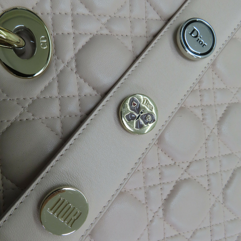 粉色 籐格紋 羊皮 Lady Dior Small 兩用包 M0538ONGE-M413-17