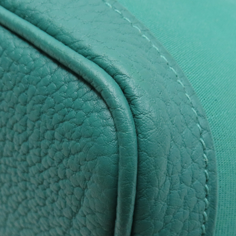 綠色 帆布 皮革 Garden Party 30 手提包 Y刻【HERMES 愛馬仕】-9