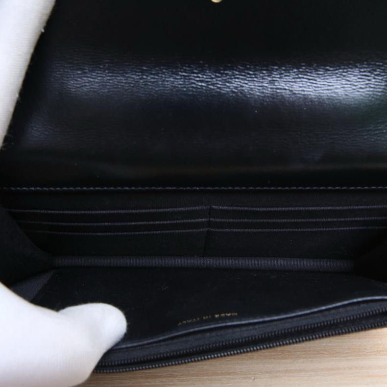 CHANEL(香奈兒) 24P 金屬寶石手柄 黑色 光面 晶片開 金扣 山茶花手柄-4
