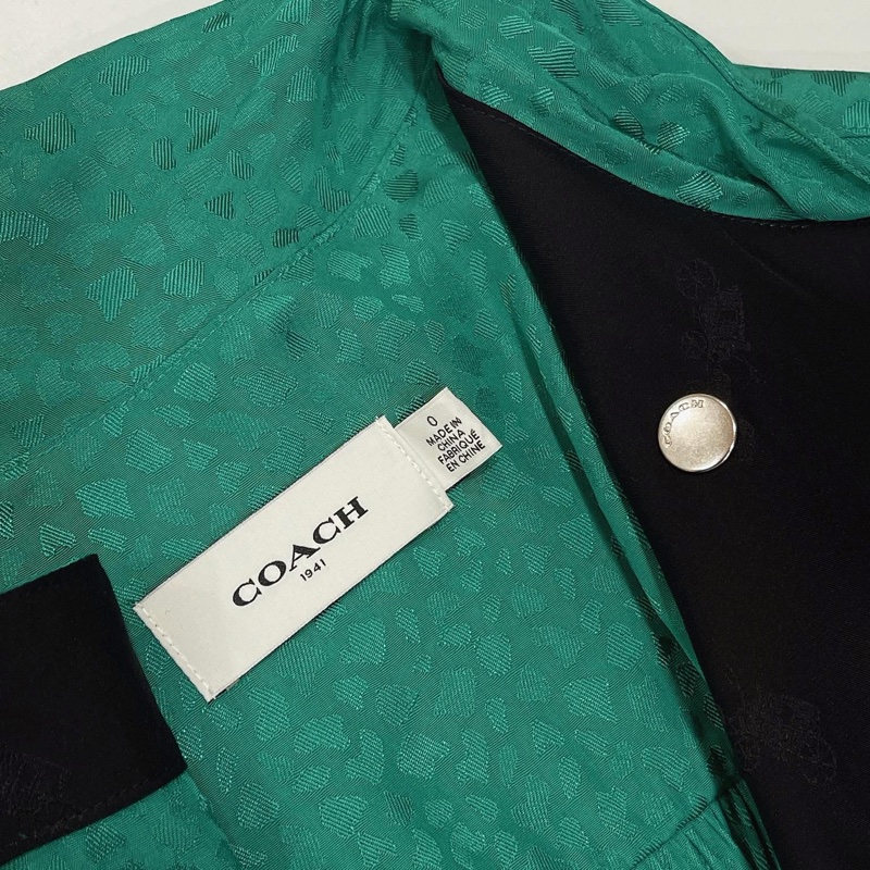 美國COACH 綠色秀款提花圖案洋裝-8