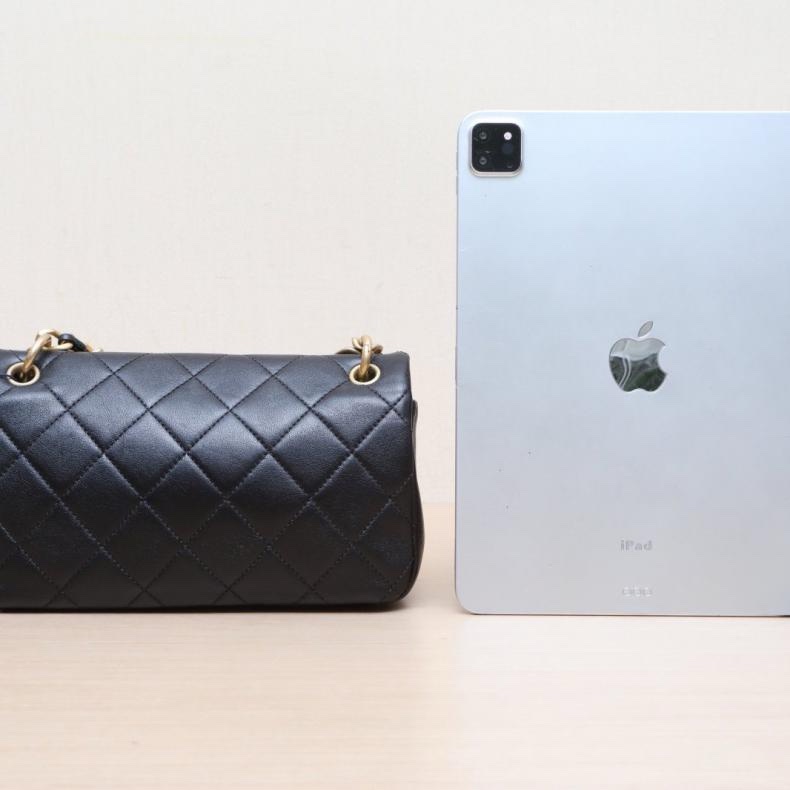 CHANEL(香奈兒) 21P 口蓋包 23cm 黑色  30開 金扣 皮穿鏈手柄-2