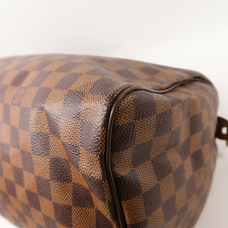 LOUIS VUITTON Damier Speedy 35金扣手挽袋棕色-9