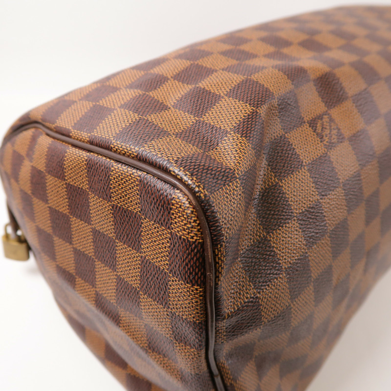 LOUIS VUITTON Damier Speedy 35金扣手挽袋棕色-10