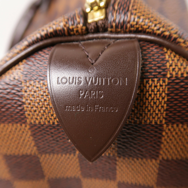LOUIS VUITTON Damier Speedy 35金扣手挽袋棕色-13