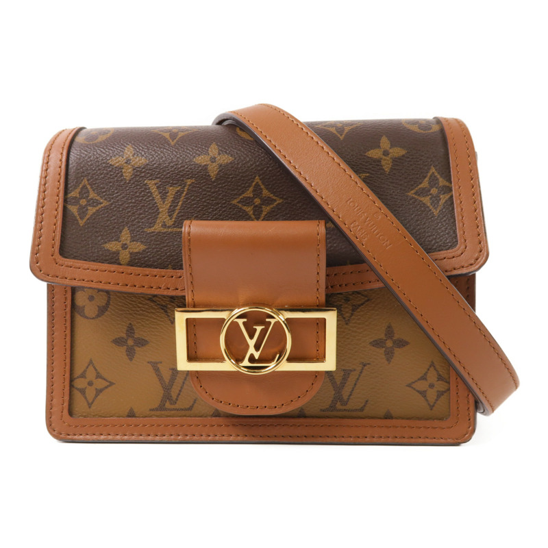 LOUIS VUITTON Monogrqam Reverse Mini Dauphine肩背袋棕色-0